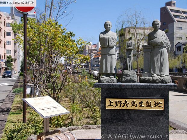 坂本龍馬・上野彦馬 眼鏡橋横（長崎県長崎市魚の町）